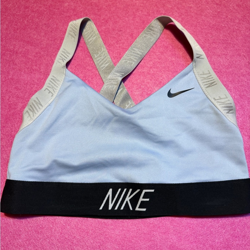 Nike Women's Sky Blue and Gray Sports Bra